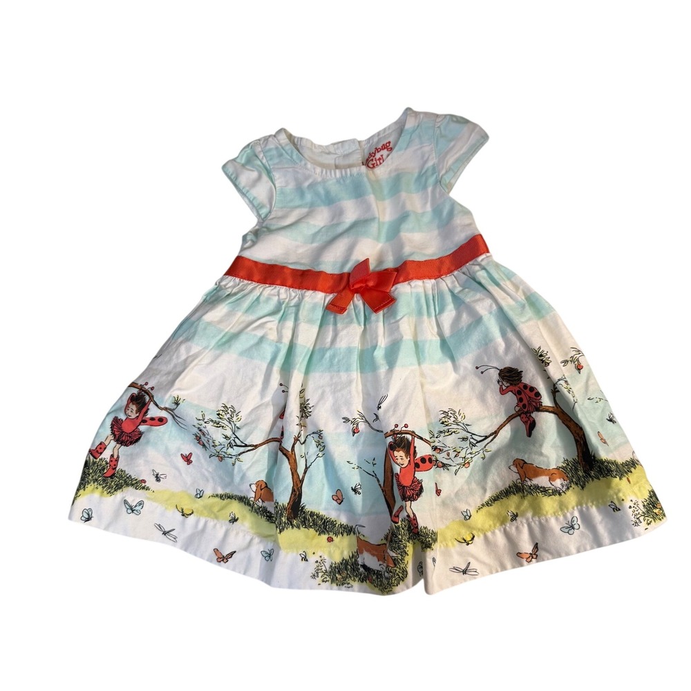 striped ladybug girl brand wimsy fit flare dress 12 month girl summer nature bug
